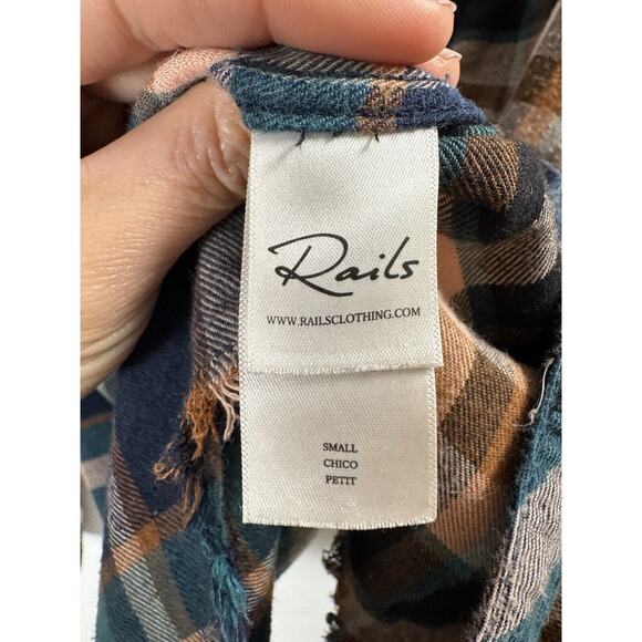 Rails Flannel Plaid Raw Hem Button Up Shirt Modern Cabincore Gorpcore Casual S - Picture 5 of 8